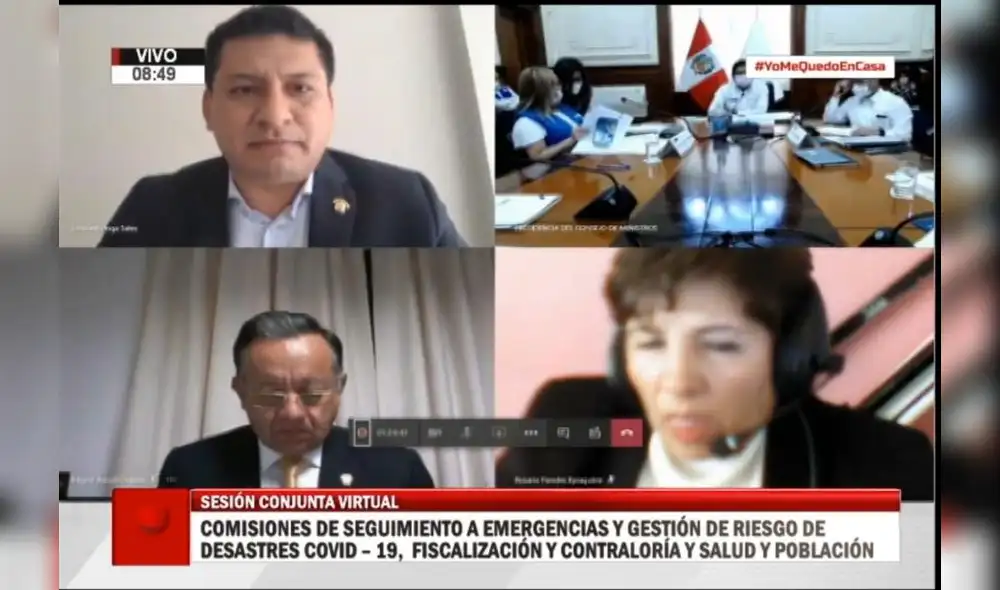 Intervención de los representantes del Ejecutivo en sesión conjunta de tres comisiones del Congreso. Captura: Canal del Congreso. Intervención de los representantes del Ejecutivo en sesión conjunta de tres comisiones del Congreso. Captura: Canal del Congreso.