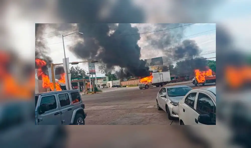 Destrozos provocados por presuntos miembros del Cártel de Sinaloa ante la detención del hijo de 'El Chapo Guzmám'. Foto: Difusión.