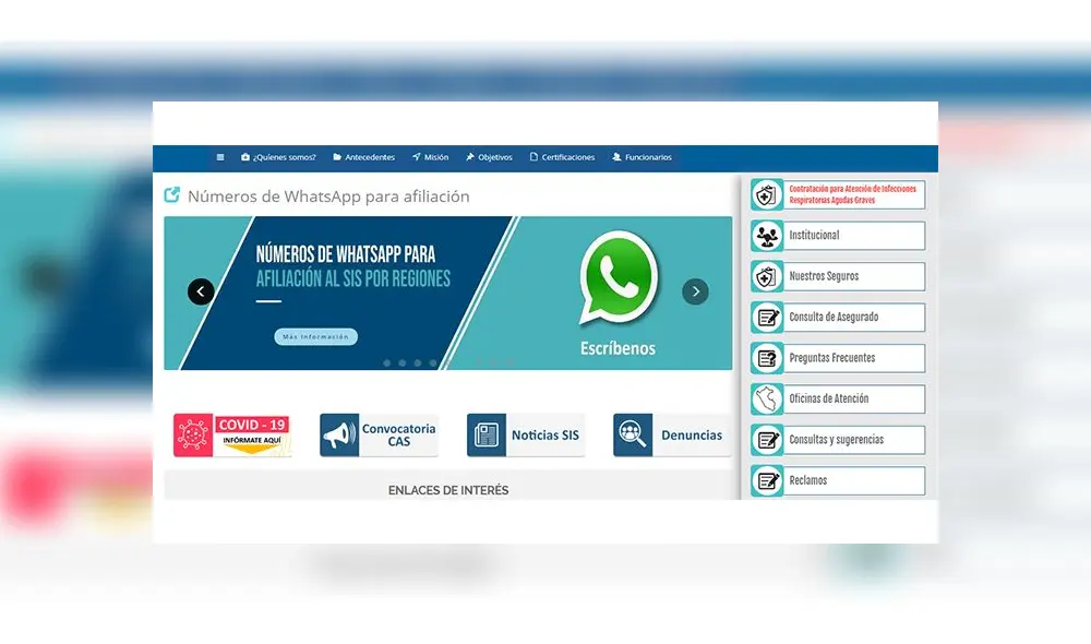 ¿Cómo saber si estoy asegurado al SIS con mi DNI? Foto: captura web SIS.