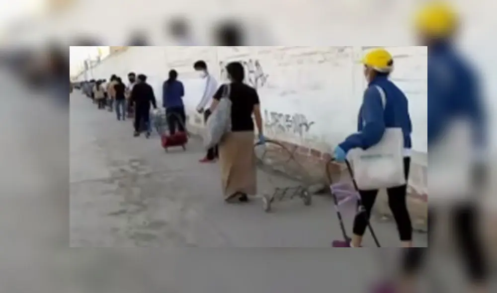 Santa Anita: largas filas para entrar al Mercado de abastos. Créditos: Captura América.