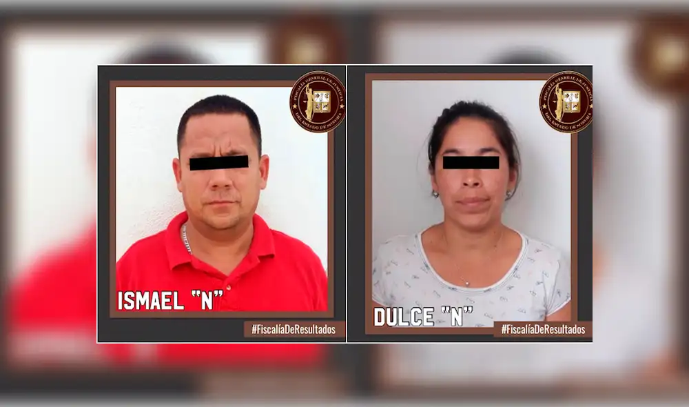Estos son los padres que obligaban a sus pequeños a participar de su ilícito negocio. Foto: FGJE.