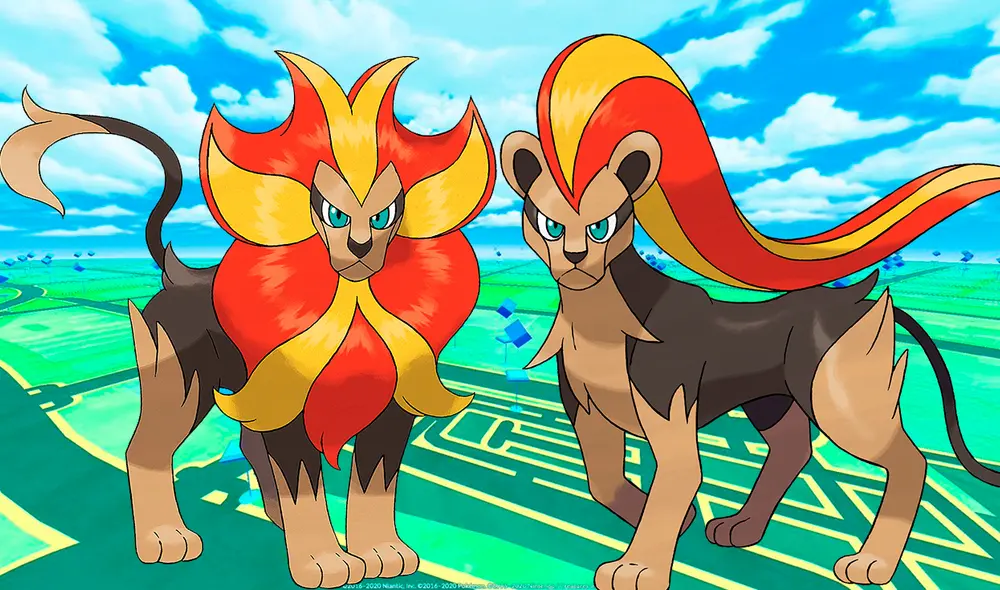 Las dos formas de Pyroar estarán disponibles en Pokémon GO. Foto composición: La República