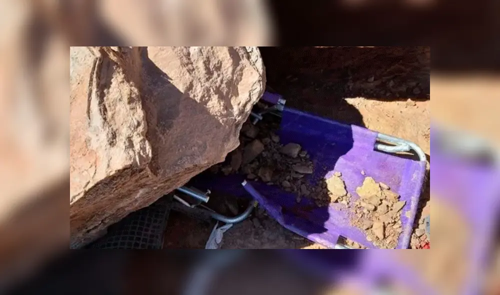 Enorme roca cae sobre bañista.