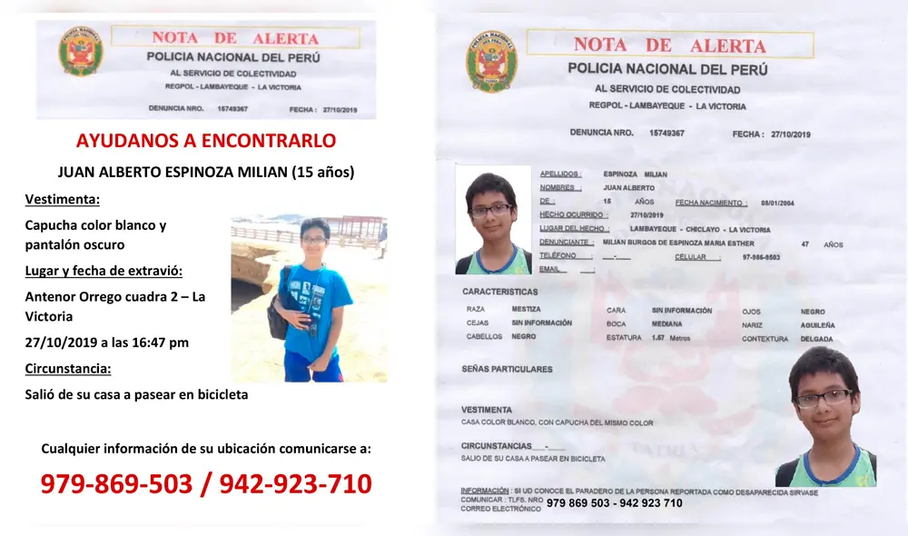 Menor desaparecido en Chiclayo. Menor desaparecido en Chiclayo.
