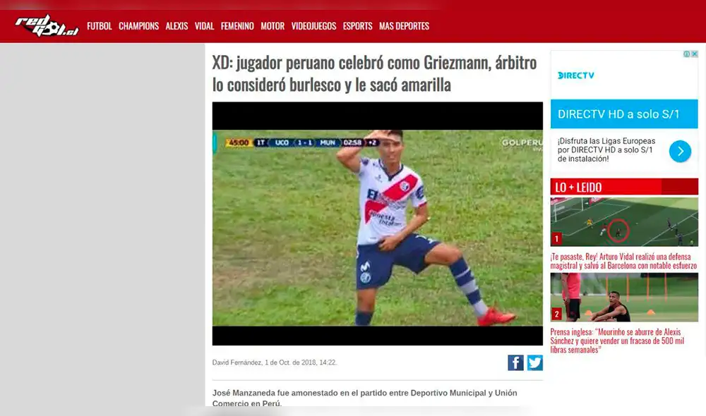 ¡Dio la vuelta al mundo! Celebración de Manzaneda a lo Griezmann fue noticia internacional 