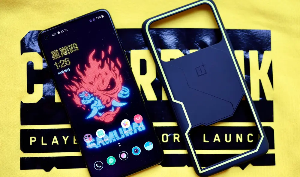 One Plus 8T Cyberpunk 2077 Edition llega equipado con una pantalla de 6,55 pulgadas, procesador snapdragon 865 y cinco cámaras. Foto: Charles Young One Plus 8T Cyberpunk 2077 Edition llega equipado con una pantalla de 6,55 pulgadas, procesador snapdragon 865 y cinco cámaras. Foto: Charles Young