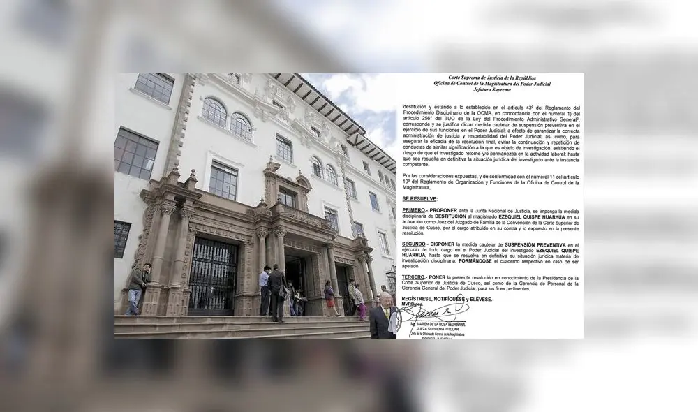 Cusco. Resolución de destitución emitida por la Ocma contra el juez Ezequiel Quispe Huarhua. Cusco. Resolución de destitución emitida por la Ocma contra el juez Ezequiel Quispe Huarhua.