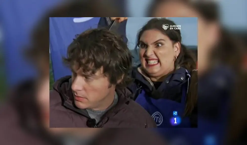 Saray en el momento en que realiza un gesto de querer acuchillar a Jordi Cruz. Foto: RTVE.