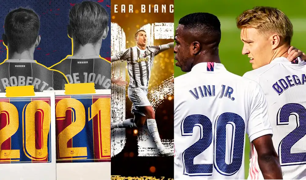 Los clubes de Europa publicaron en redes sociales su saludo por el Año Nuevo 2021. Foto: Composición La República. Los clubes de Europa publicaron en redes sociales su saludo por el Año Nuevo 2021. Foto: Composición La República.