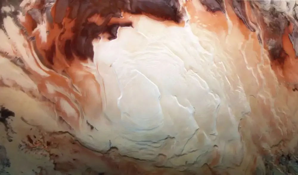 El hallazgo tuvo lugar en el polo sur de Marte. Crédito: ESA.