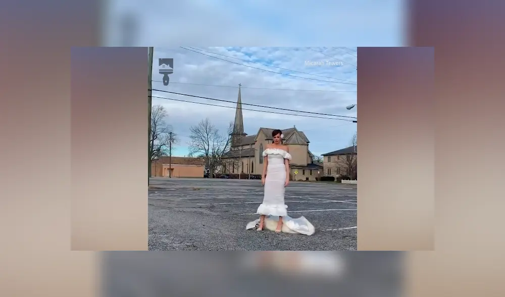 Desliza hacia la izquierda para ver el vestido de novias hecho con pañales del video viral de YouTube. Desliza hacia la izquierda para ver el vestido de novias hecho con pañales del video viral de YouTube.