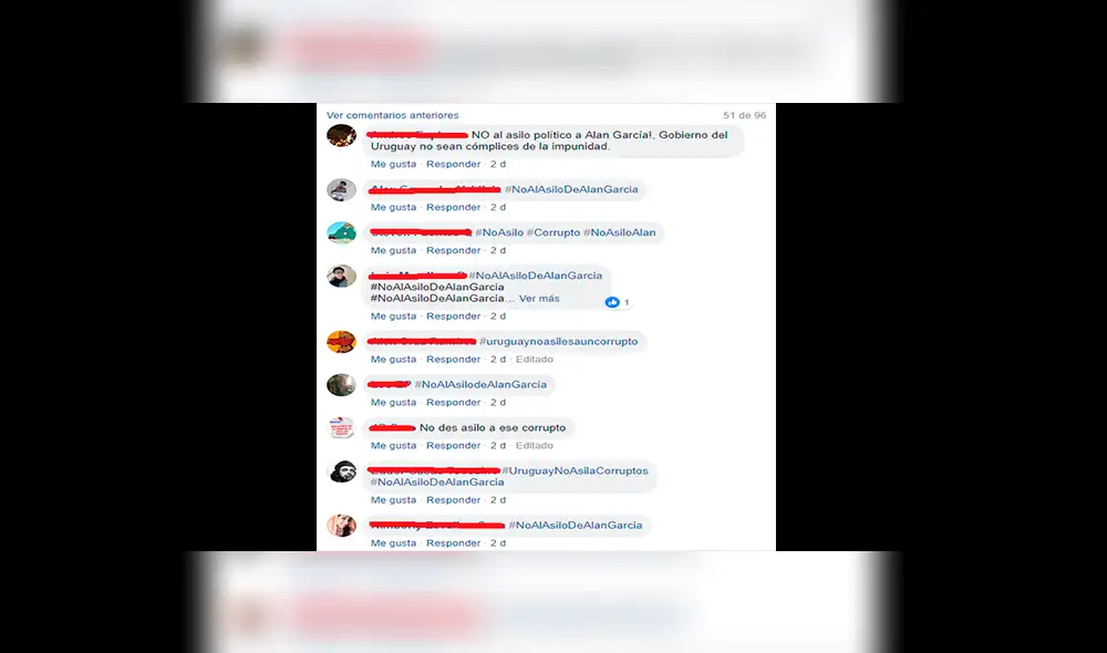 Facebook: peruanos llenan de comentarios la página del gobierno de Uruguay contra asilo a Alan García [FOTOS] 