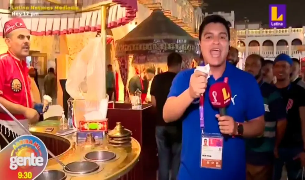 A pesar que trataron de continuar con la transmisión, los conductores no pudieron aguantar la risa por la divertida escena protagonizada por el periodista. Foto: captura de Latina