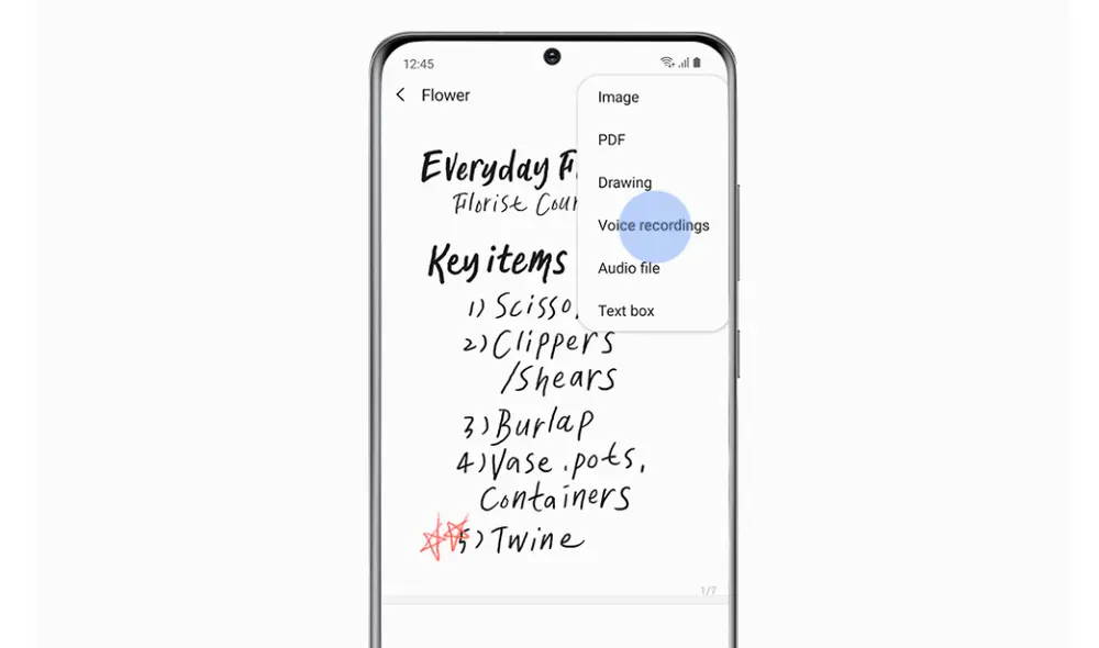 Nueva función de Audio Bookmark para sincronizar notas con grabaciones de audio. | Foto: Samsung