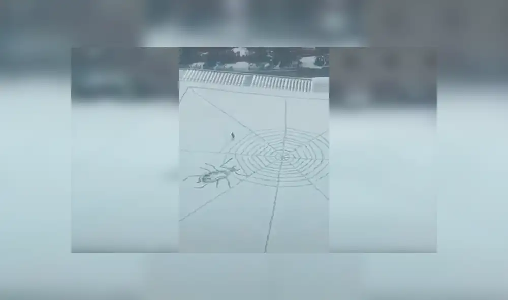 En Facebook, un hombre caminó por un desolado parque y aprovechó en realizar un increíble dibujo en el suelo.