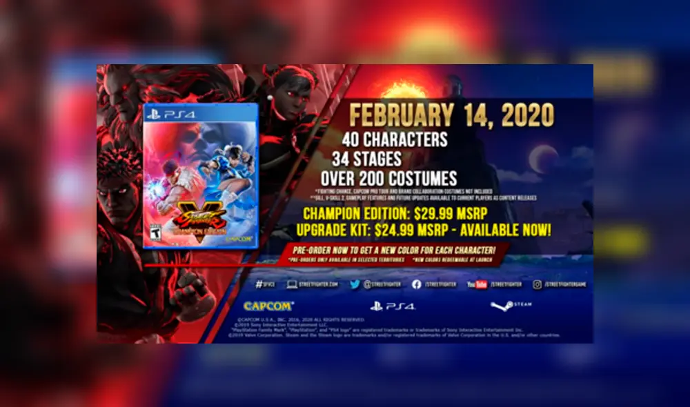 ¡Aprovecha ya! Street Fighter V Champion Edition está gratis para PS4 y PC (Steam).