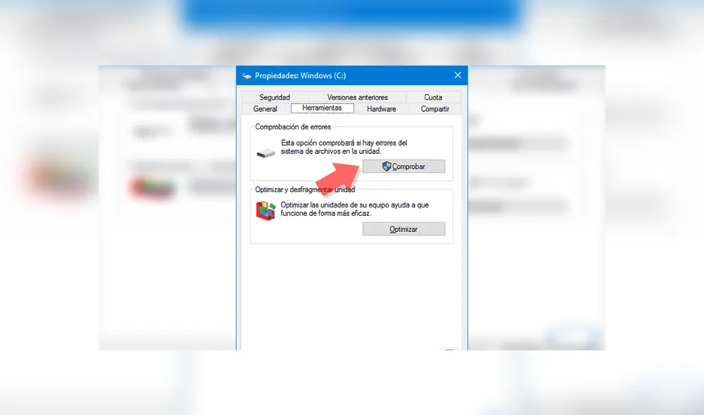 Y comprobar el disco duro del sistema en busca de errores. Imagen: Solvetic.