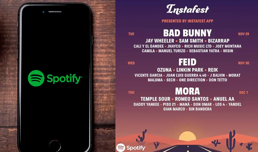 Instafest puede vincularse a tu cuenta de Spotify. Foto: Composición LR / Instafest / Spotify