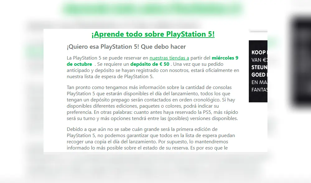PS5 en Game Mania (enlace en la nota).