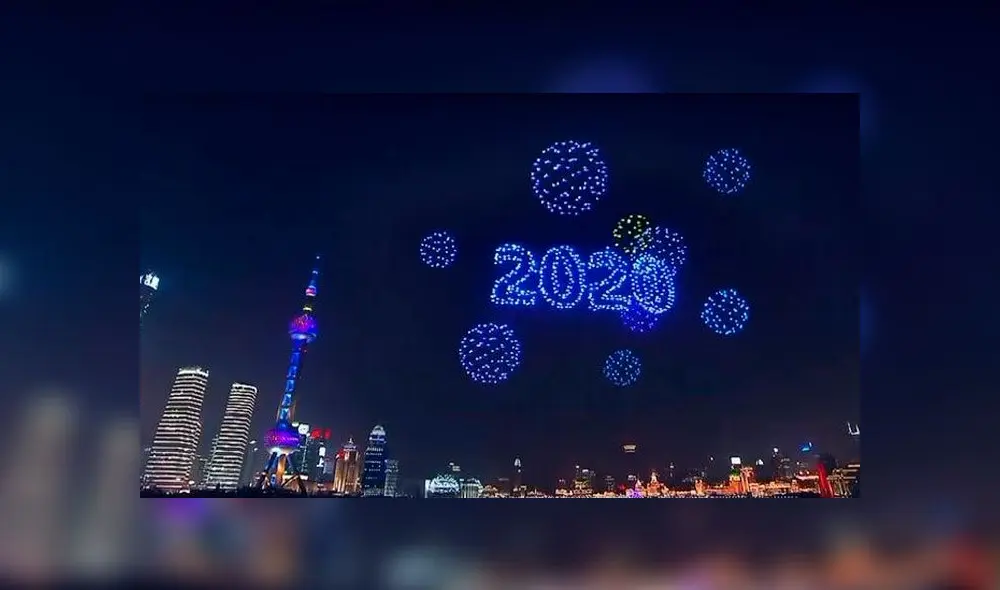 Dones luminosos en lugar de fuegos artificiales China recibe el Año Nuevo 2020. Foto: difusión Dones luminosos en lugar de fuegos artificiales China recibe el Año Nuevo 2020. Foto: difusión