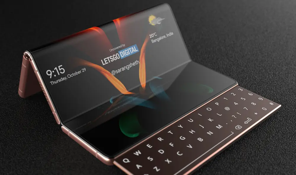 Samsung patenta smartphone plegable con teclado retráctil. Foto: Sarang Sheth / LetsGoDigital