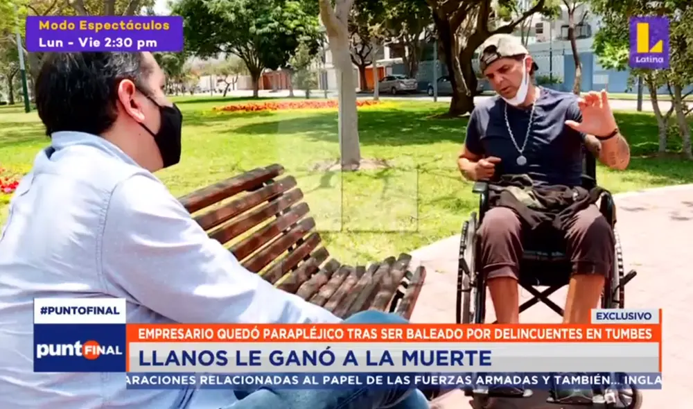 Llanos dice aún luchará por volver a recuperar la movilidad en las piernas. Foto: Captura de Punto Final. Llanos dice aún luchará por volver a recuperar la movilidad en las piernas. Foto: Captura de Punto Final.