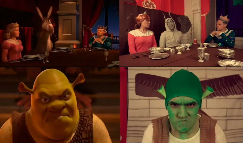 Desliza las imágenes para ver la curiosa parodia que hicieron de una escena de Shrek 2. Foto: captura de TikTok/AlvaroAlCuadrado