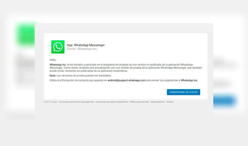 Solo debes descargar la beta de WhatsApp.