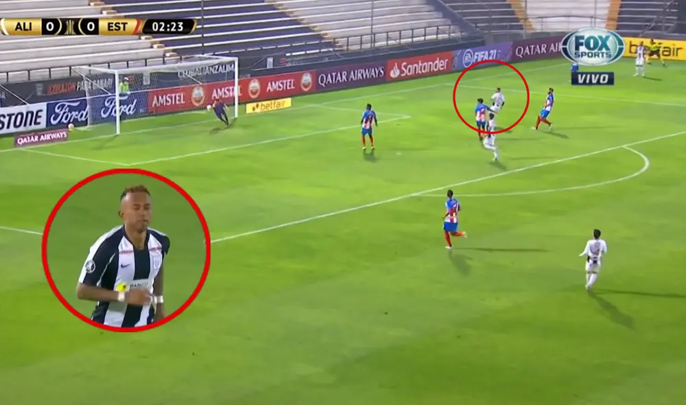 Joazhiño Arroé anotó el primer tanto del Alianza Lima vs. Estudiantes de Mérida. Foto: Captura de FOX Sports