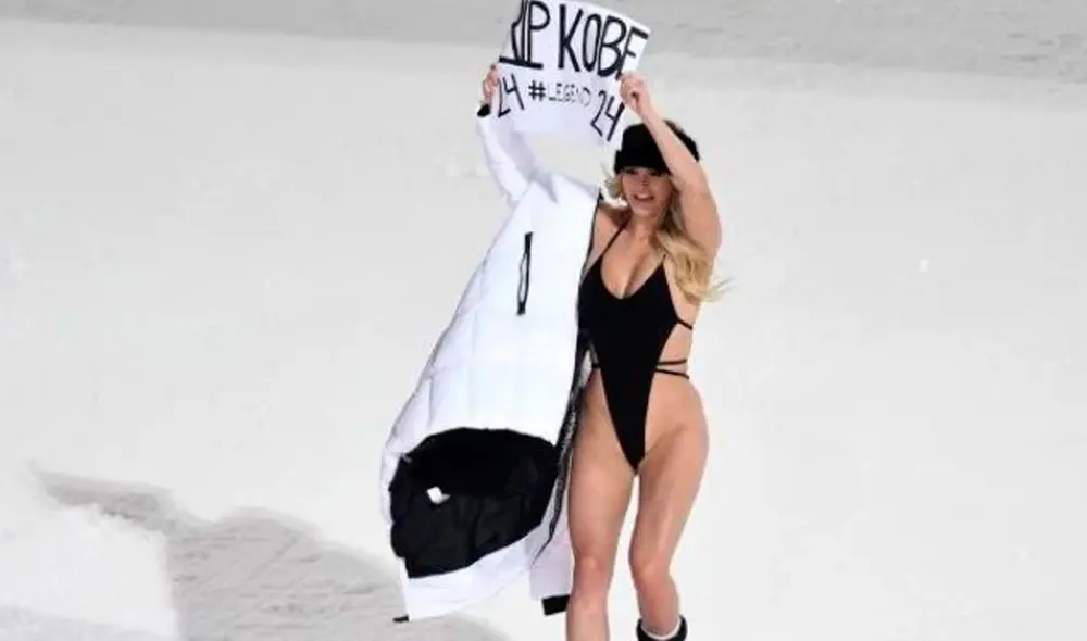 Kinsey Wolanski irrumpió en el Mundial de Esquí en plena carrera del italiano Alex Vinatzer. Foto: Captura