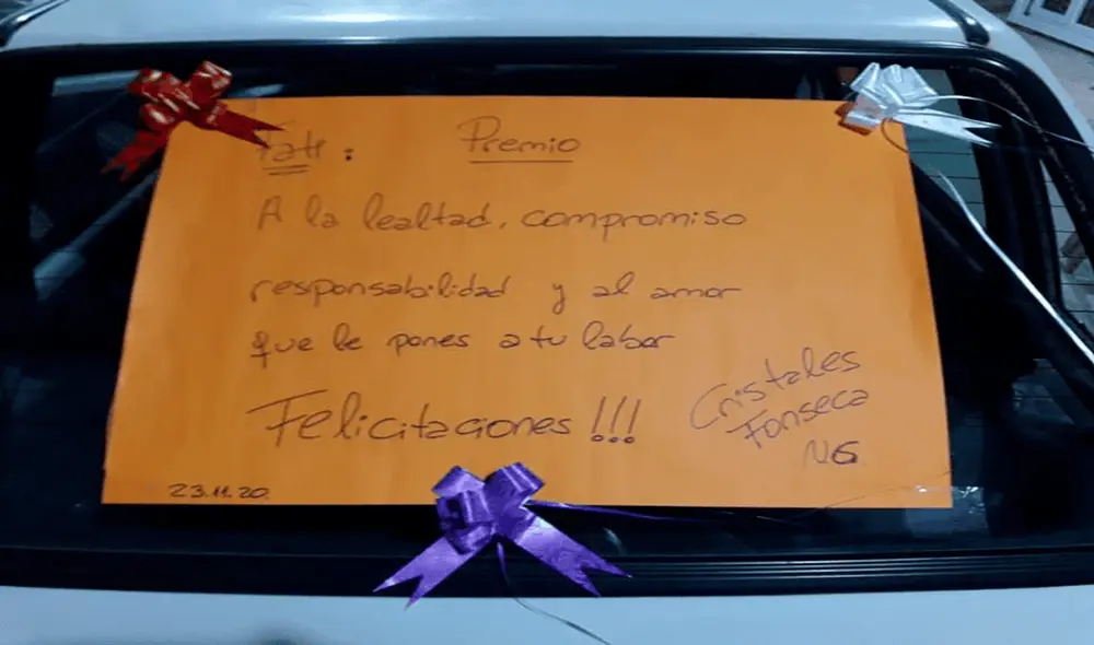 Desliza las imágenes para ver la cara de felicidad de ‘Fati’ al ver la sorpresa que le dio su jefe. Foto: Facebook