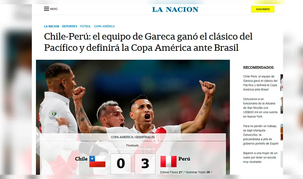 Así reaccionaron los medios internacionales tras la goleada de Perú a la selección chilena