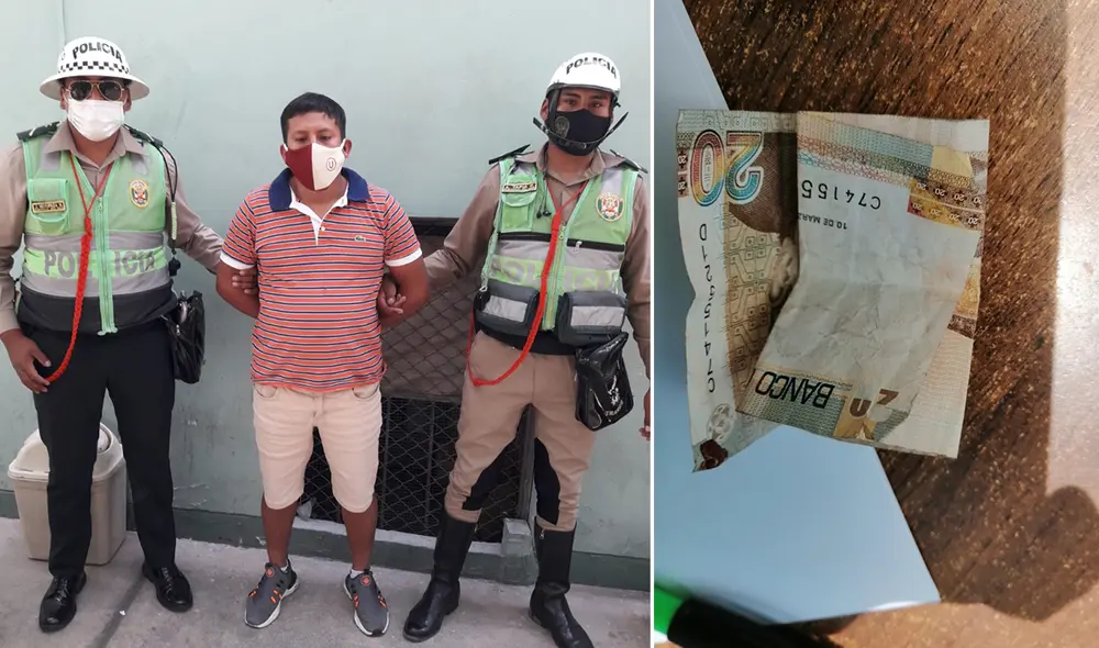 El chofer Winder Blanco, fue intervenido acusado de ofrecer una coima a un policía de Tránsito. Foto: PNP