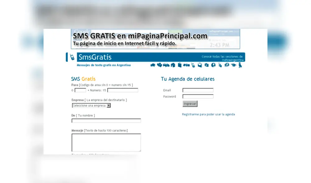 Generalmente, permitían textos de 100 a 140 caracteres y el envío de 10 SMS. Foto: Sur.ly.