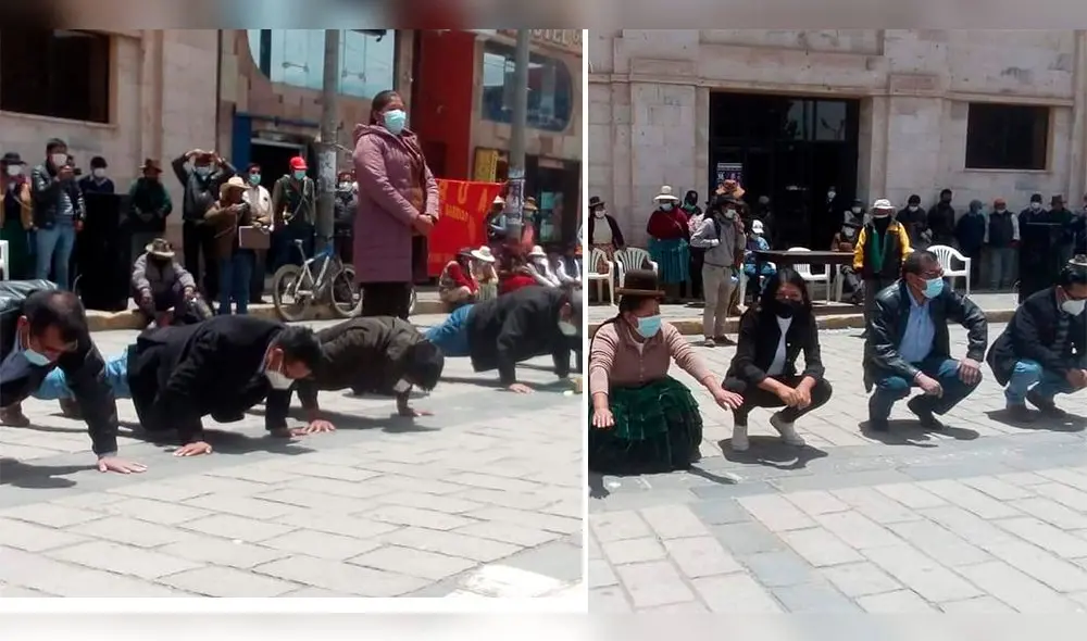 Autoridades fueron sometidos a ejercicios físicos. Foto: Cortesía