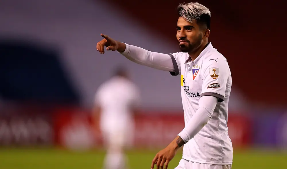 Adolfo Muñoz hizo un doblete en el triunfo de LDU de Quito ante Deportivo Binacional. Foto: EFE