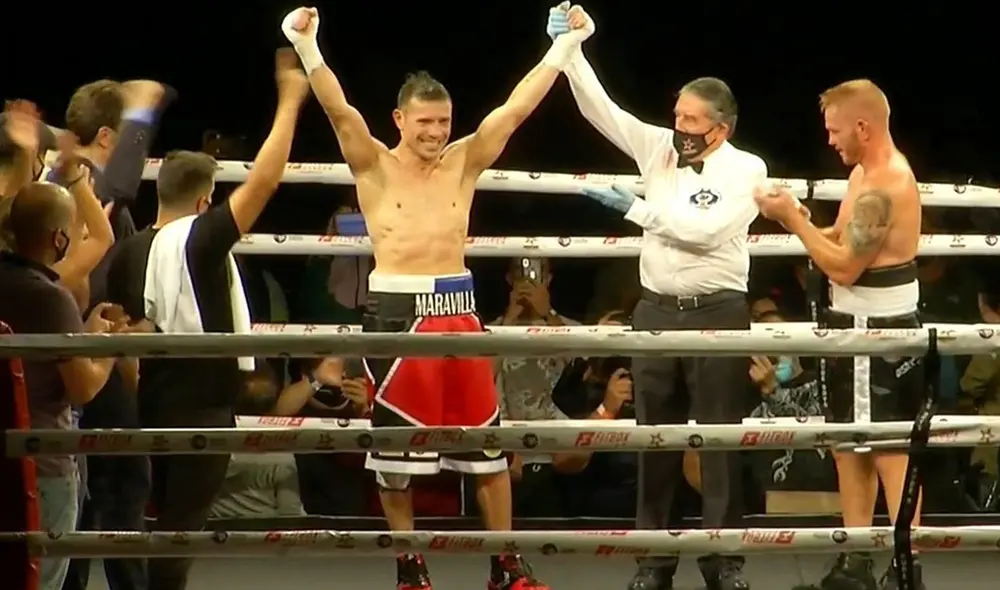 'Maravilla' Martínez hizo su reaparición triunfal sobre el cuadrilátero con un triunfo por KO sobre José Fandiño. Foto: Captura de TV/Space. 'Maravilla' Martínez hizo su reaparición triunfal sobre el cuadrilátero con un triunfo por KO sobre José Fandiño. Foto: Captura de TV/Space.