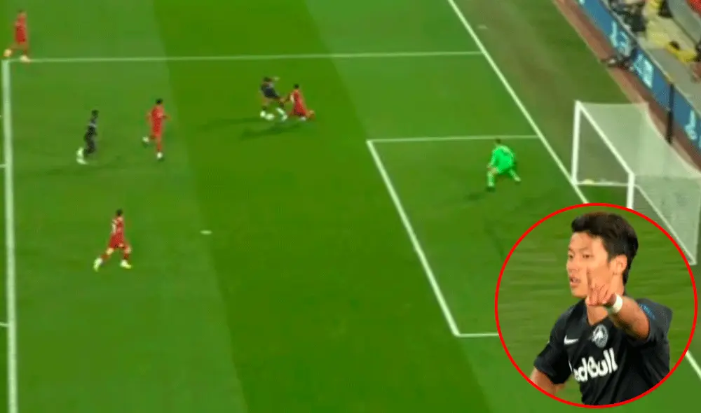 Van Dijk, el defensa más caro del mundo, quedó humillado tras un amague de Hwang para anotar el descuento del Salzburgo. | Foto: ESPN