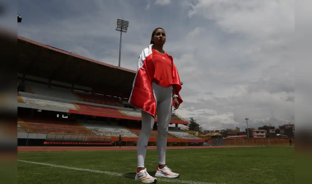 En el estadio IPD de Huancayo, la marchista tiene en la mira los Juegos Olímpicos París 2024. Foto: Jhefryn Sedano Meza/ LR