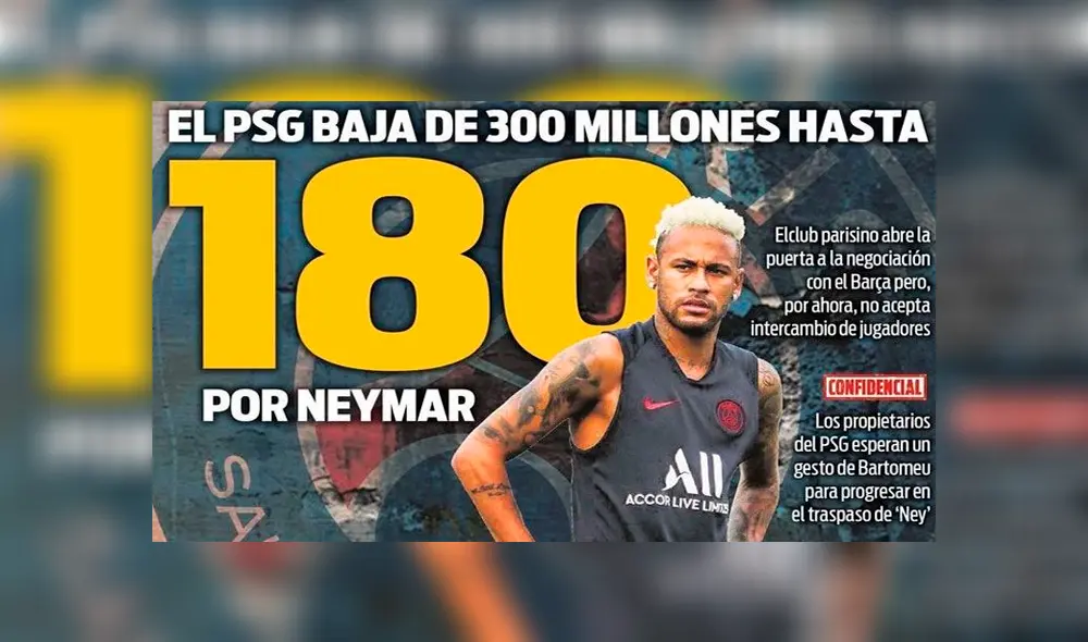 PSG pretende dejar ir a Neymar. Foto: Diario Sport.