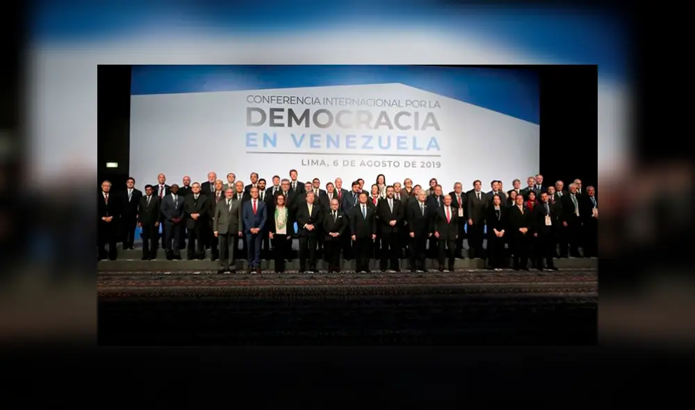 La Conferencia por la Democracia por Venezuela que reunió a las delegaciones de 57 países y a tres organismos internacionales.