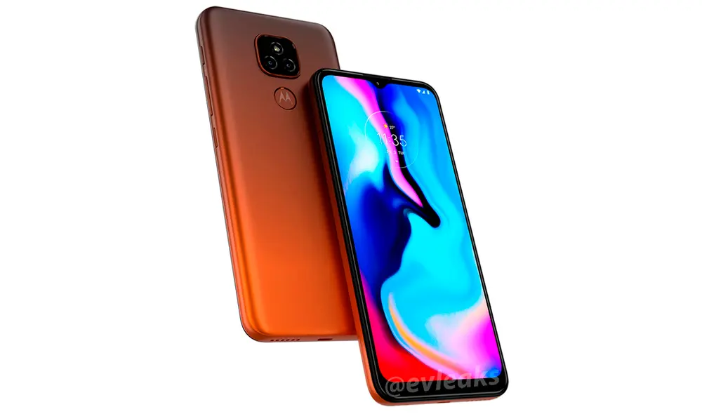 Posible aspecto del próximo Moto E7 Plus en tono naranja. | Foto: Evan Blass