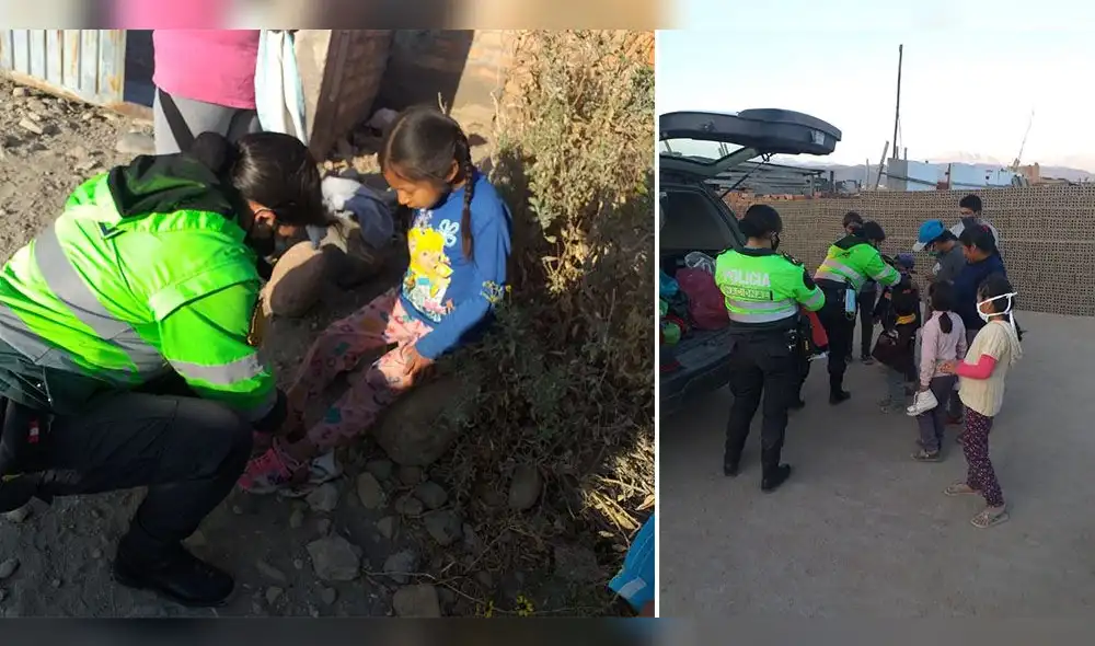 Policías llevaron ayuda a familias del distrito de Mollebaya en Arequipa. Foto: Policía Nacional.