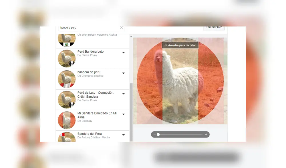 Desliza para conocer los marcos patrióticos que hay en Facebook. Foto: Captura. Desliza para conocer los marcos patrióticos que hay en Facebook. Foto: Captura.