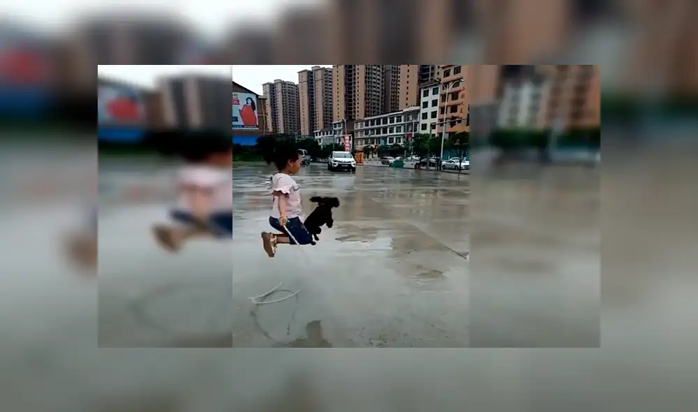Facebook viral: perro sorprende saltando soga con niña de forma sincronizada 