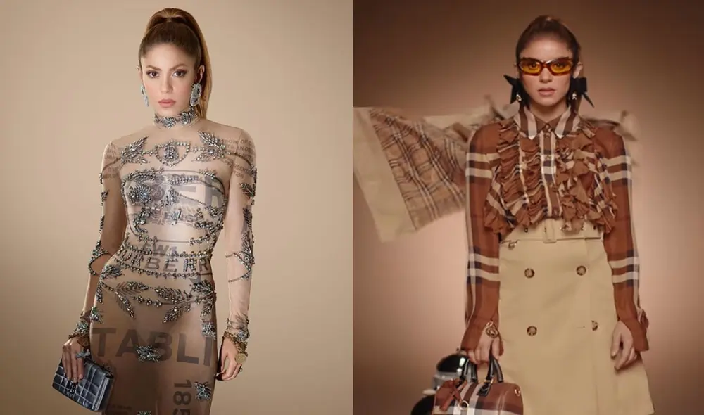 Shakira se muestra posando ropa y accesorios de lujo de la marca Burberry. Foto: composición/ Instagram/ Burberry