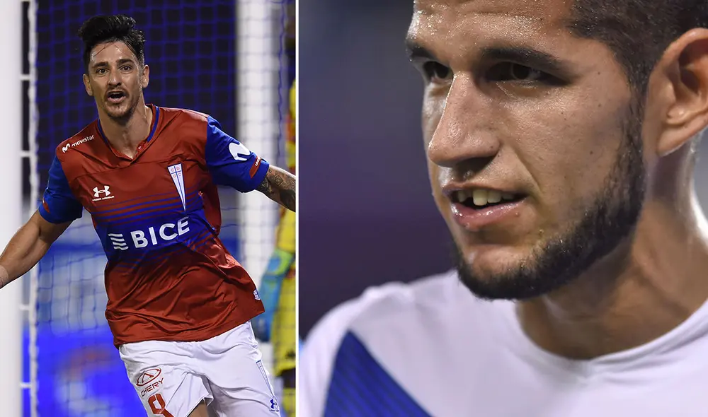 Fernando Zampedri y Luis Abram se enfrentaron por la ida de los cuartos de la Sudamericana. Foto: AFP