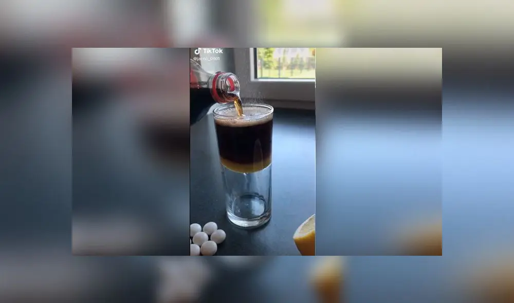 Desliza las imágenes para ver el increíble resultado de este experimento casero en que se juntaron Mentos con Coca Cola. Foto: TikTok Desliza las imágenes para ver el increíble resultado de este experimento casero en que se juntaron Mentos con Coca Cola. Foto: TikTok
