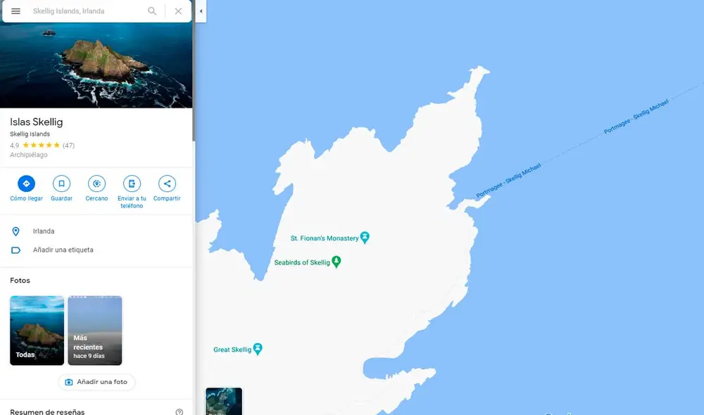 Desliza las imágenes para ver cómo luce realmente la isla en la que se filmó varias películas de Star Wars. Fotocaptura: Google Maps Desliza las imágenes para ver cómo luce realmente la isla en la que se filmó varias películas de Star Wars. Fotocaptura: Google Maps