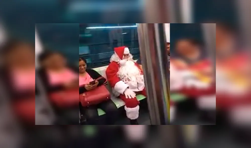 En Facebook, un peruano vestido de Papa Noel fue captado dentro del Metro de Lima y llamó la atención de los usuarios.